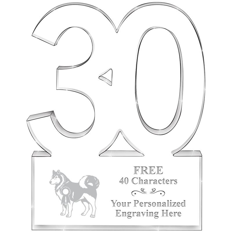 6" 30 YEARS OF SERVICE ACRYLIC