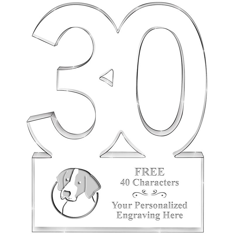 6" 30 YEARS OF SERVICE ACRYLIC