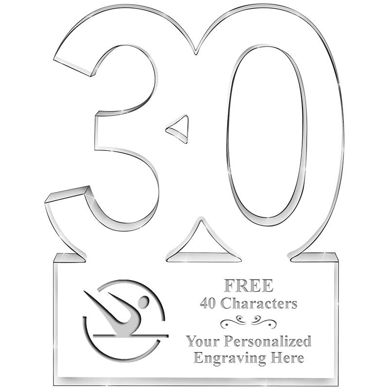 6" 30 YEARS OF SERVICE ACRYLIC