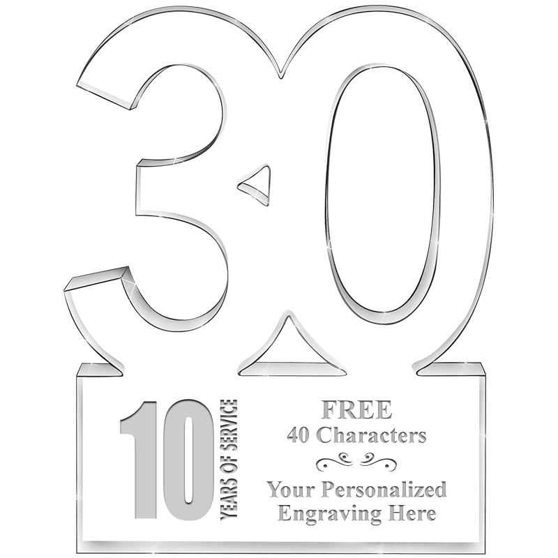 6" 30 YEARS OF SERVICE ACRYLIC