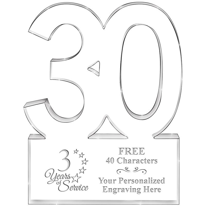 6" 30 YEARS OF SERVICE ACRYLIC