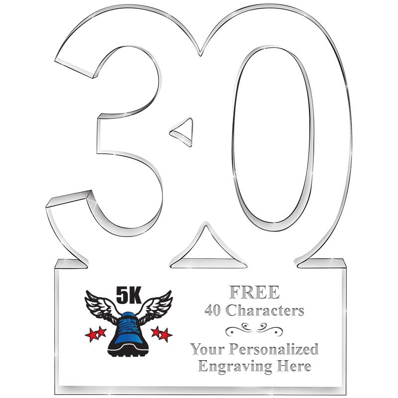 6" 30 YEARS OF SERVICE ACRYLIC