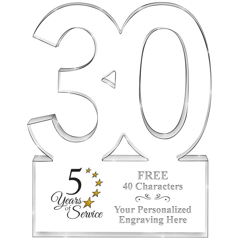 6" 30 YEARS OF SERVICE ACRYLIC