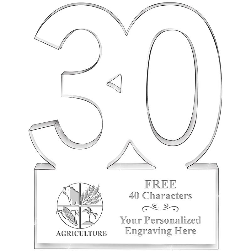 6" 30 YEARS OF SERVICE ACRYLIC