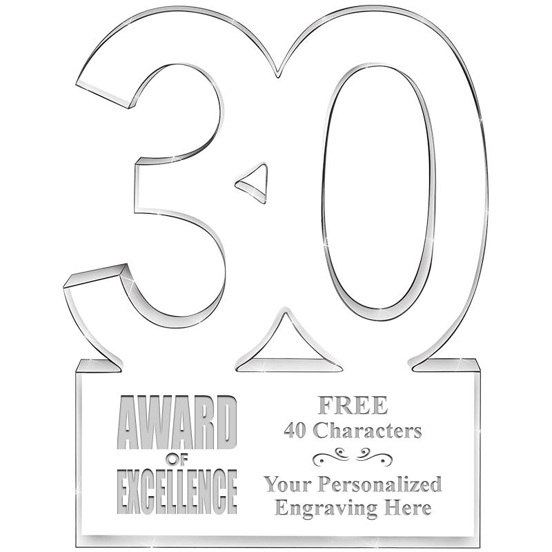 6" 30 YEARS OF SERVICE ACRYLIC