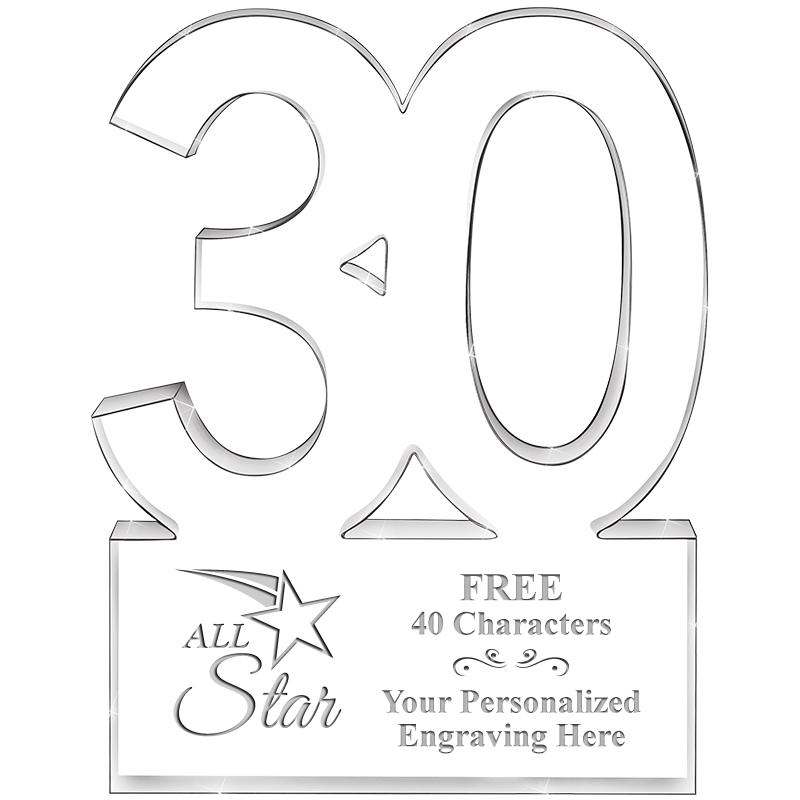 6" 30 YEARS OF SERVICE ACRYLIC