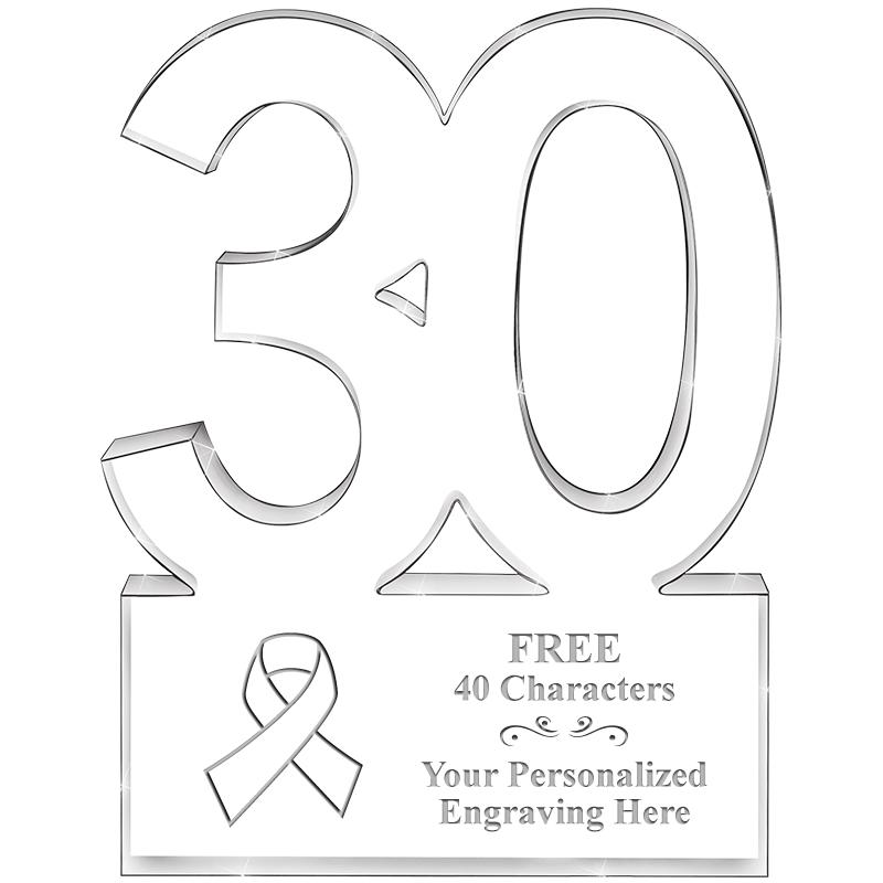 6" 30 YEARS OF SERVICE ACRYLIC