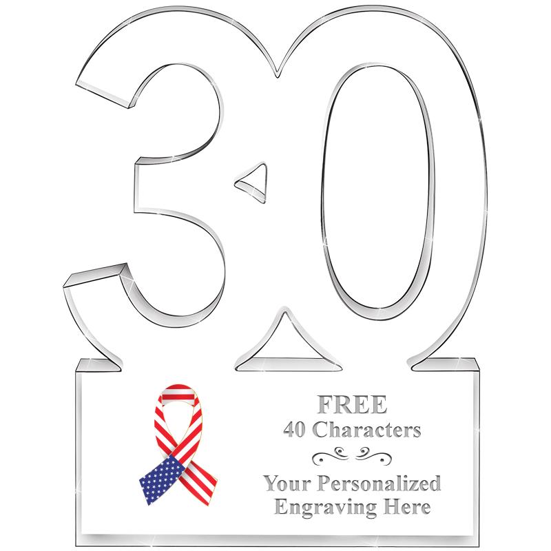 6" 30 YEARS OF SERVICE ACRYLIC