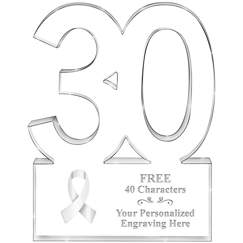 6" 30 YEARS OF SERVICE ACRYLIC