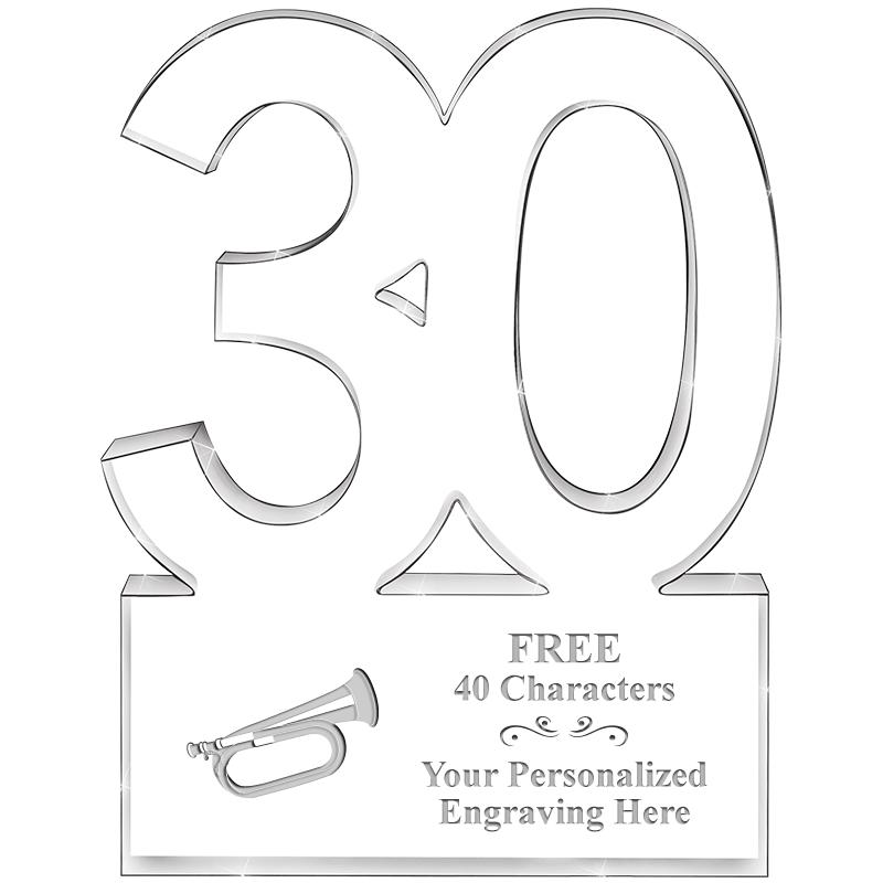 6" 30 YEARS OF SERVICE ACRYLIC