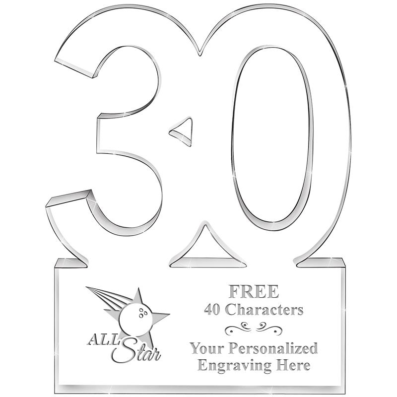 6" 30 YEARS OF SERVICE ACRYLIC