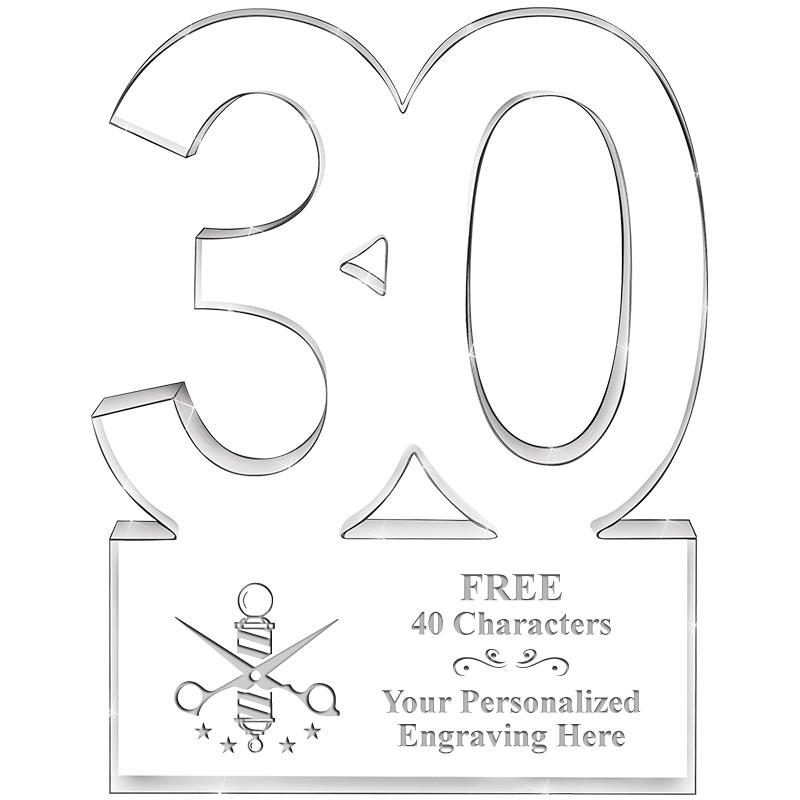 6" 30 YEARS OF SERVICE ACRYLIC