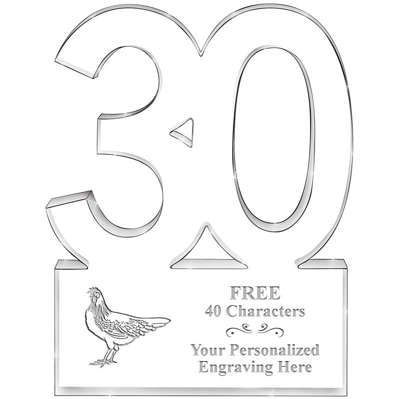 6" 30 YEARS OF SERVICE ACRYLIC