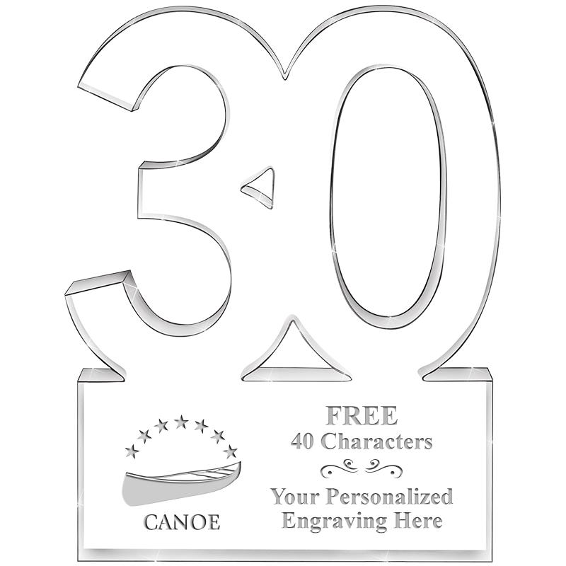 6" 30 YEARS OF SERVICE ACRYLIC