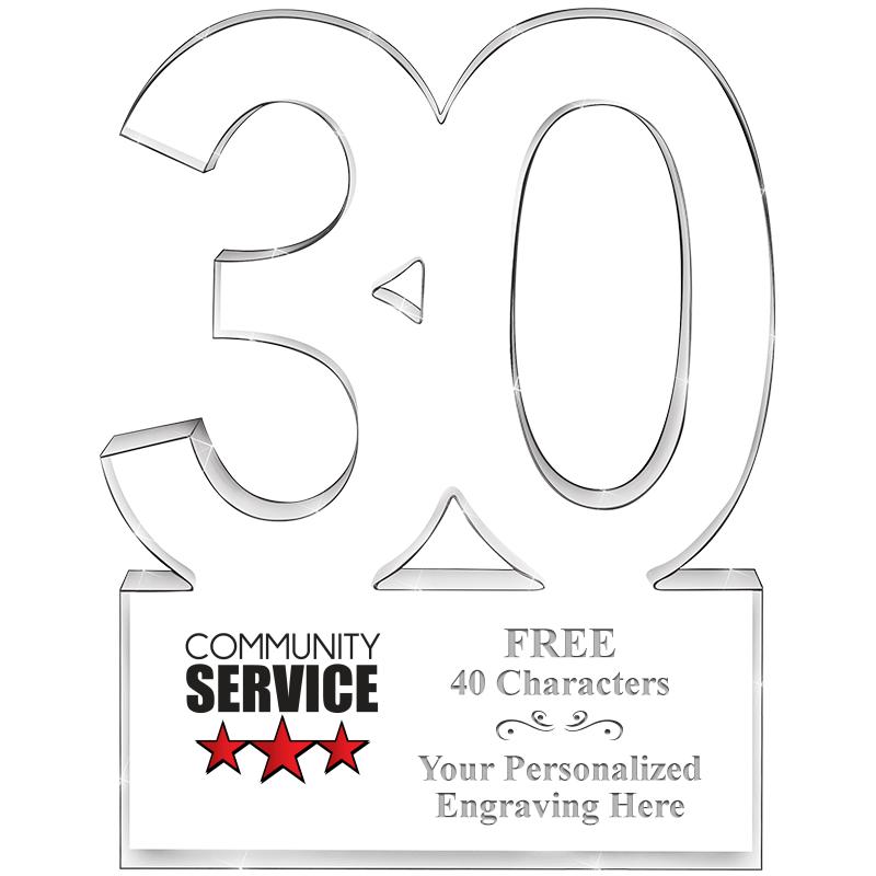 6" 30 YEARS OF SERVICE ACRYLIC