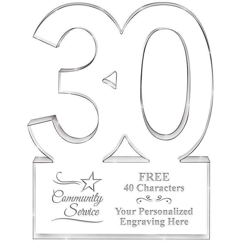 6" 30 YEARS OF SERVICE ACRYLIC