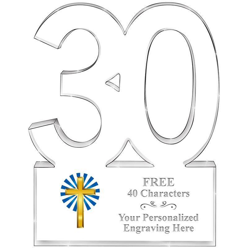 6" 30 YEARS OF SERVICE ACRYLIC