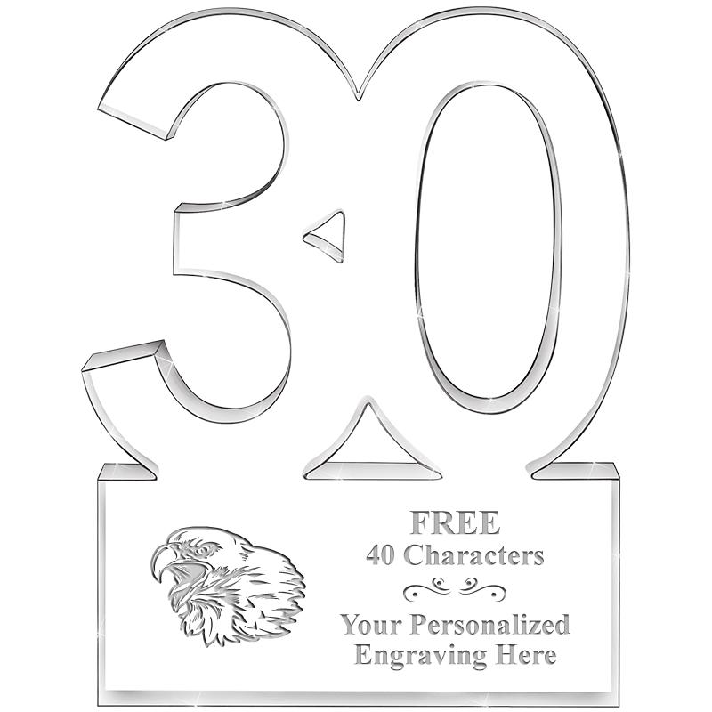 6" 30 YEARS OF SERVICE ACRYLIC