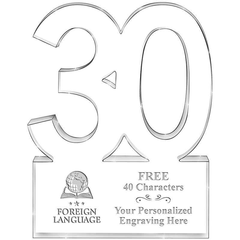 6" 30 YEARS OF SERVICE ACRYLIC