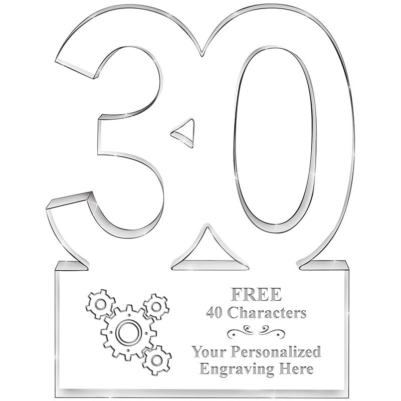 6" 30 YEARS OF SERVICE ACRYLIC