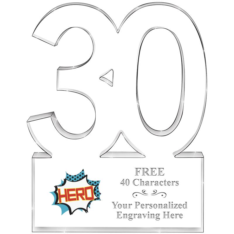 6" 30 YEARS OF SERVICE ACRYLIC