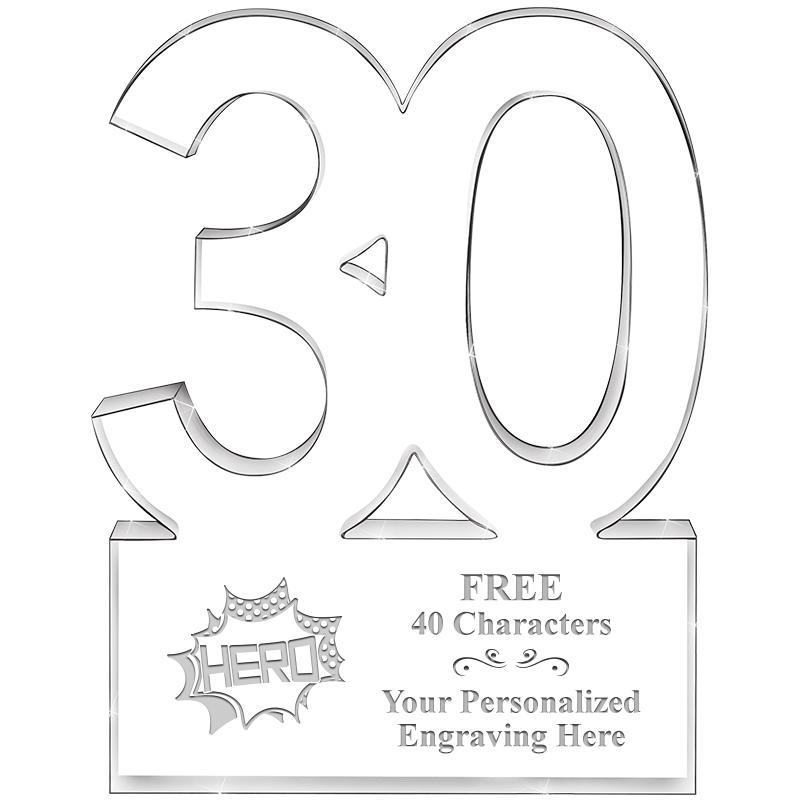 6" 30 YEARS OF SERVICE ACRYLIC