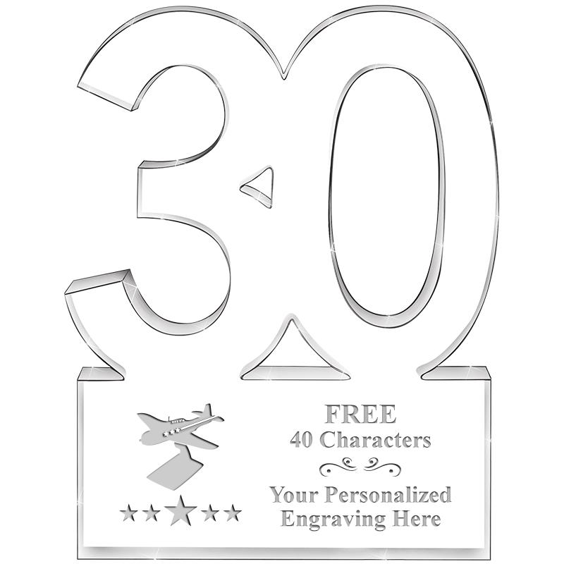 6" 30 YEARS OF SERVICE ACRYLIC