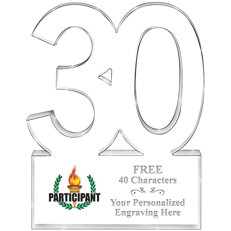 6" 30 YEARS OF SERVICE ACRYLIC