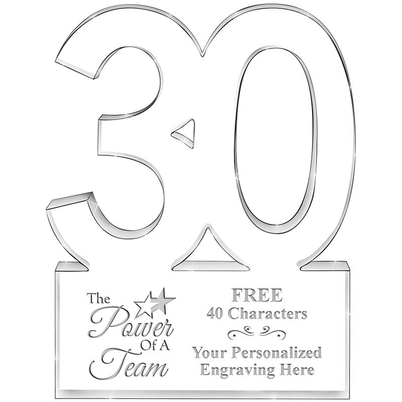 6" 30 YEARS OF SERVICE ACRYLIC