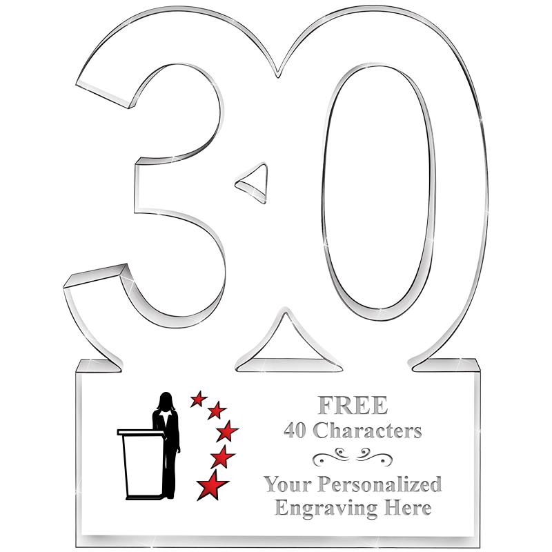 6" 30 YEARS OF SERVICE ACRYLIC