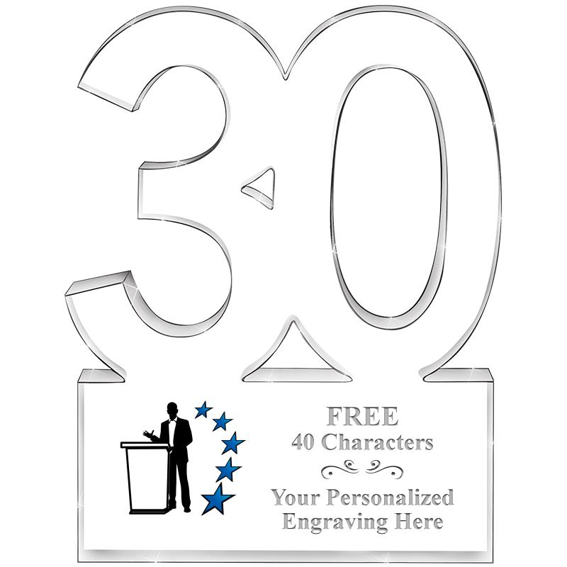 6" 30 YEARS OF SERVICE ACRYLIC