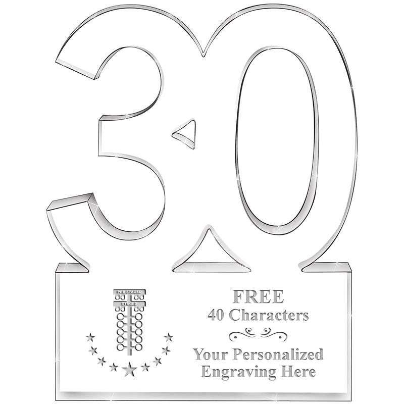 6" 30 YEARS OF SERVICE ACRYLIC