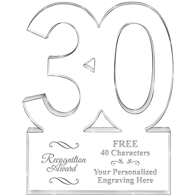 6" 30 YEARS OF SERVICE ACRYLIC