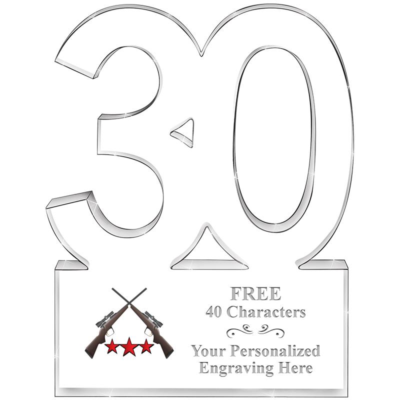 6" 30 YEARS OF SERVICE ACRYLIC