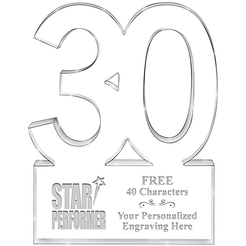 6" 30 YEARS OF SERVICE ACRYLIC