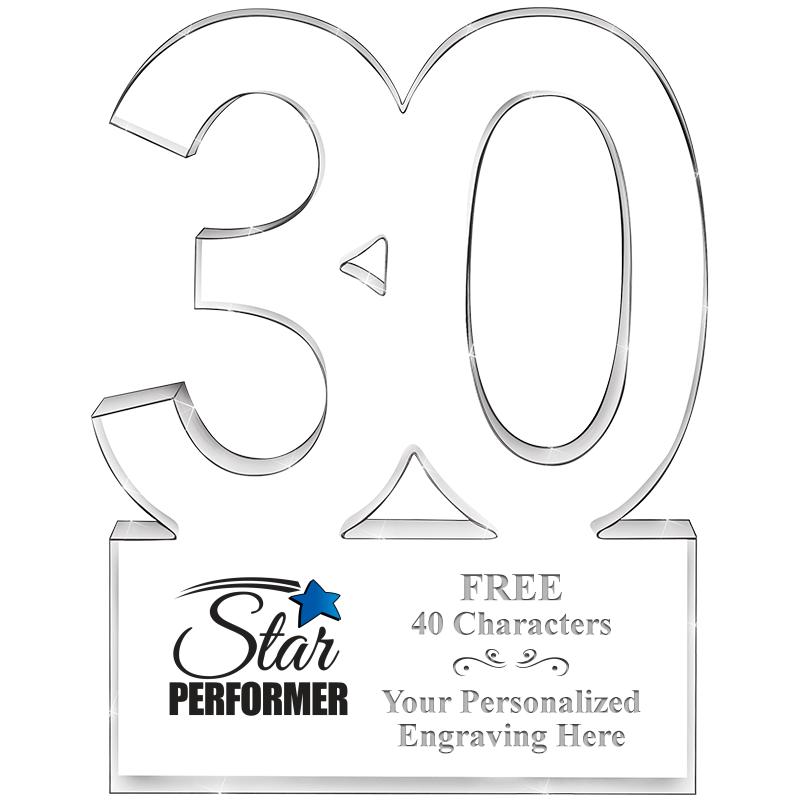 6" 30 YEARS OF SERVICE ACRYLIC