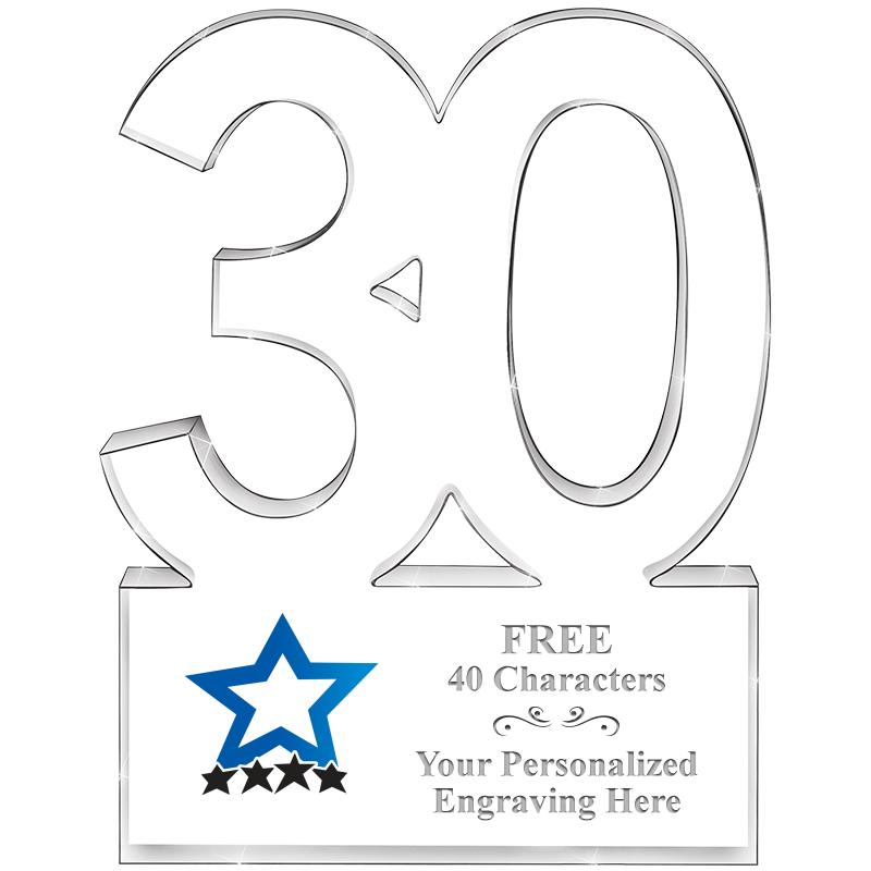 6" 30 YEARS OF SERVICE ACRYLIC