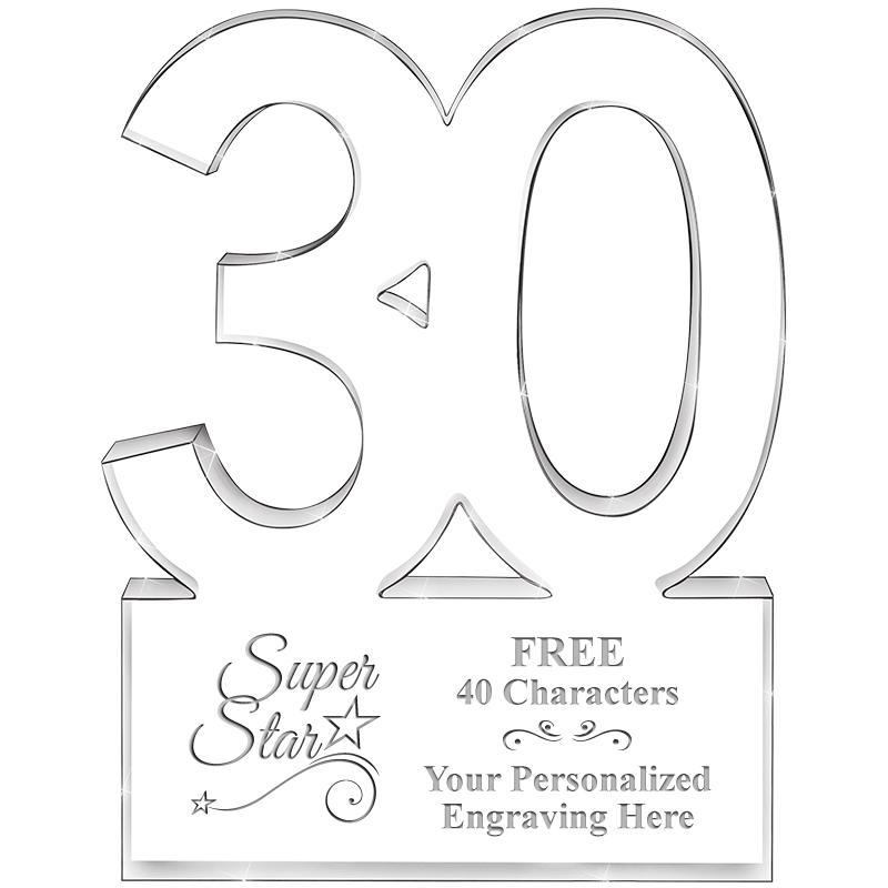 6" 30 YEARS OF SERVICE ACRYLIC