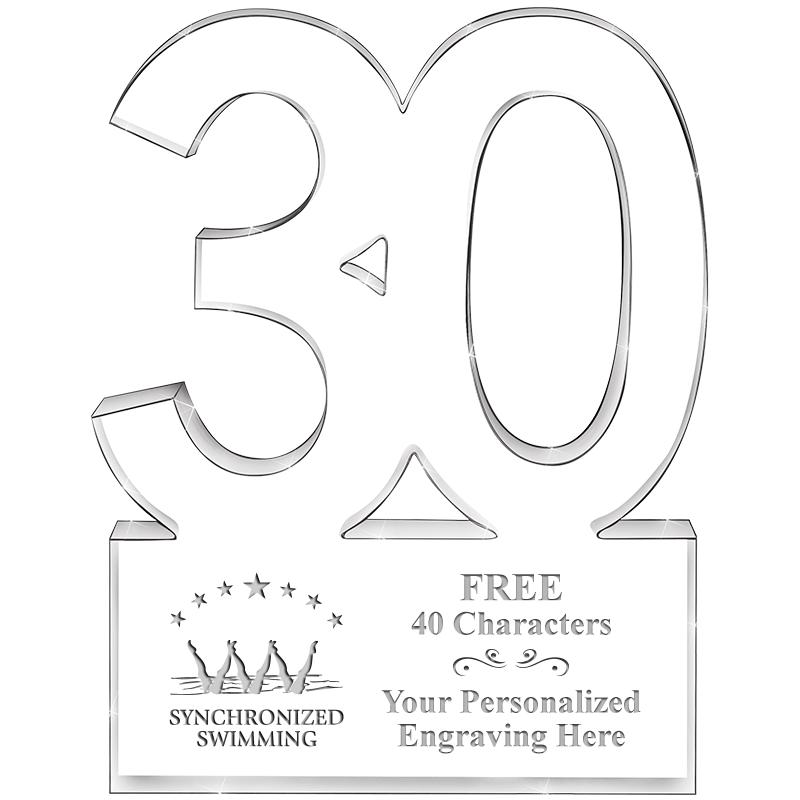 6" 30 YEARS OF SERVICE ACRYLIC