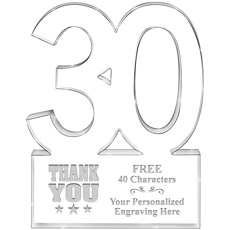 6" 30 YEARS OF SERVICE ACRYLIC