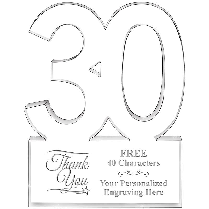 6" 30 YEARS OF SERVICE ACRYLIC