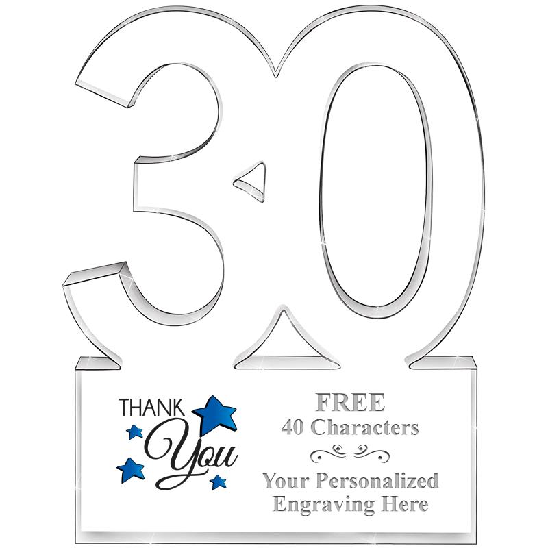 6" 30 YEARS OF SERVICE ACRYLIC