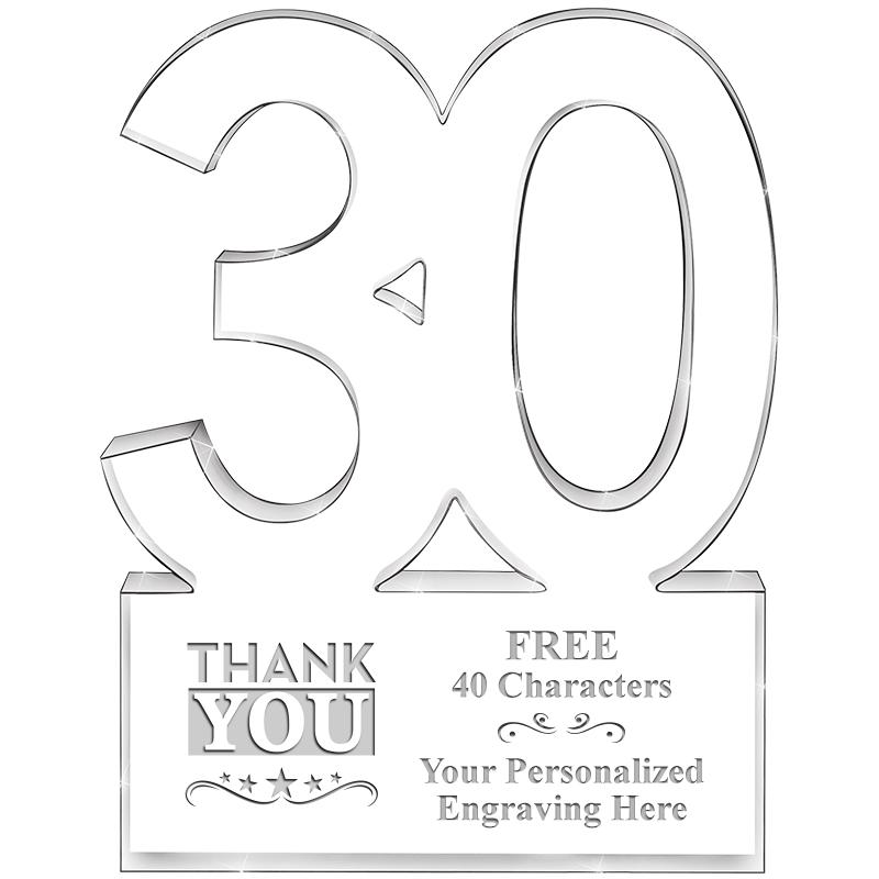 6" 30 YEARS OF SERVICE ACRYLIC