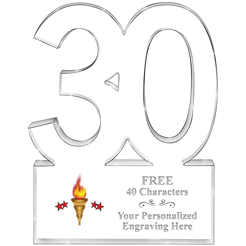 6" 30 YEARS OF SERVICE ACRYLIC