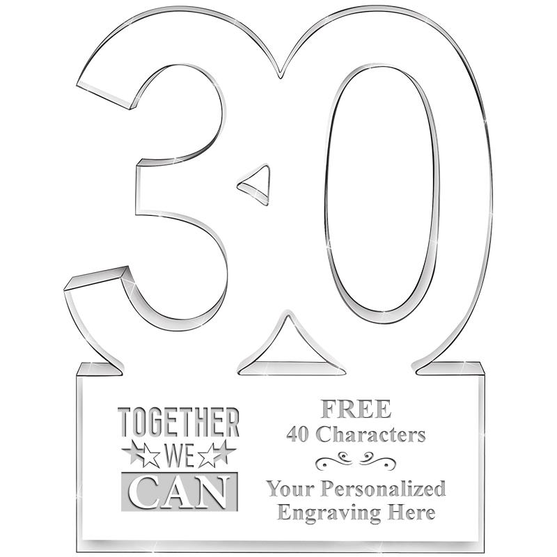 6" 30 YEARS OF SERVICE ACRYLIC