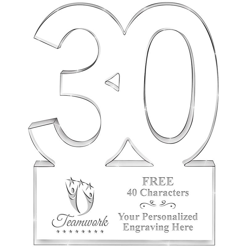 6" 30 YEARS OF SERVICE ACRYLIC