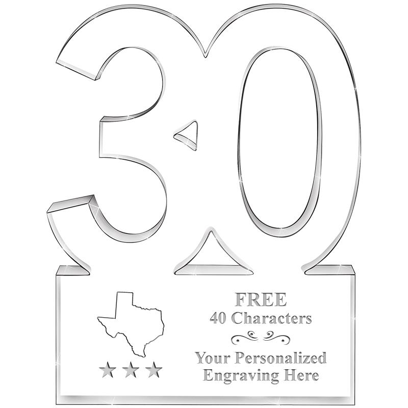 6" 30 YEARS OF SERVICE ACRYLIC