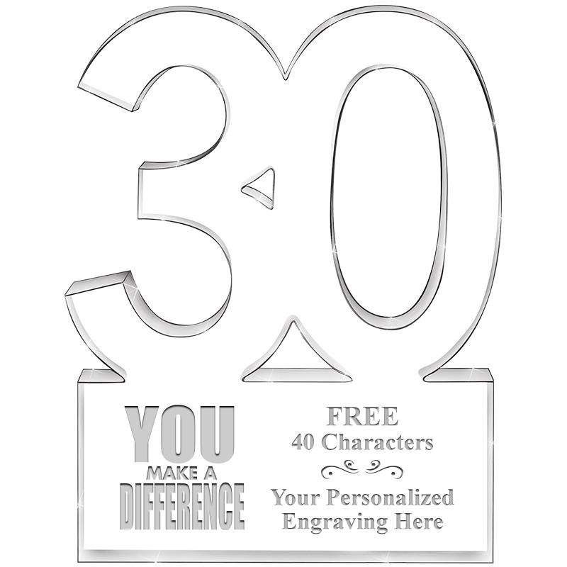 6" 30 YEARS OF SERVICE ACRYLIC