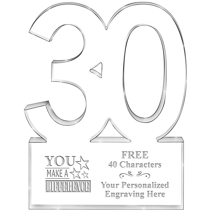 6" 30 YEARS OF SERVICE ACRYLIC