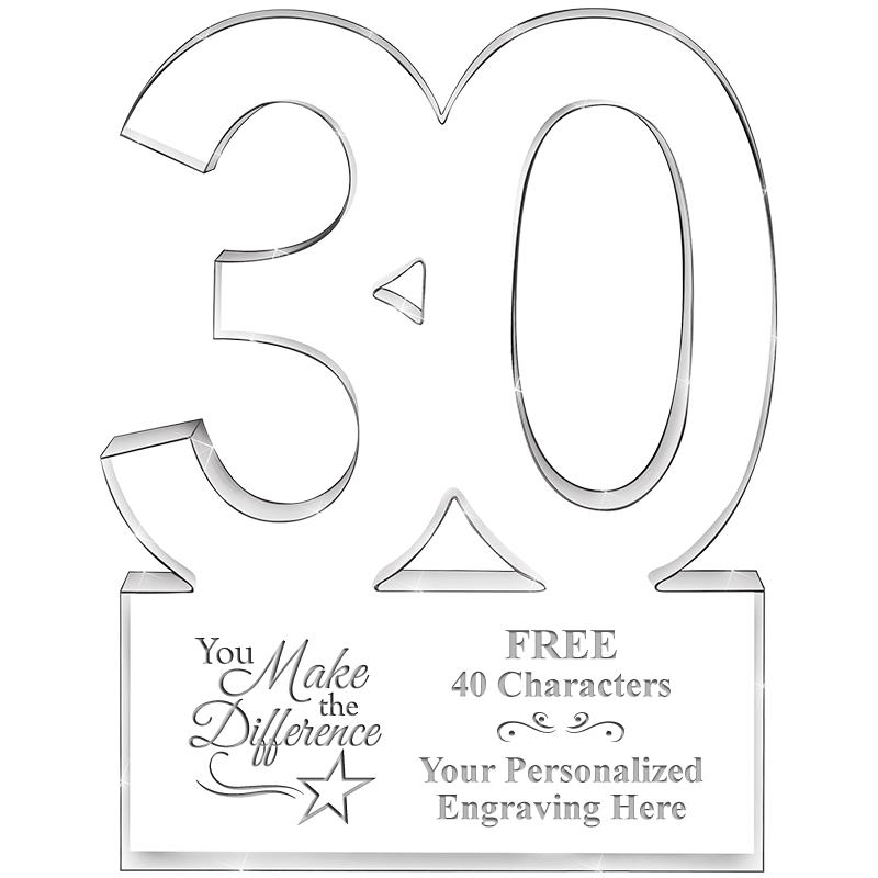 6" 30 YEARS OF SERVICE ACRYLIC